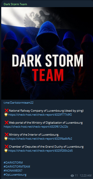 Dark Storm Team targets the website of Chemins de Fer Luxembourgeois
