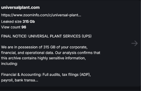 Universal Plant Services falls victim to CHAOS ransomware