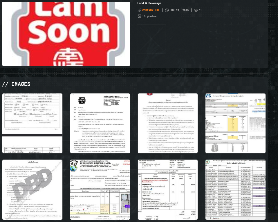 Lam Soon (Thailand) Public Company Limited falls victim to Qilin Ransomware