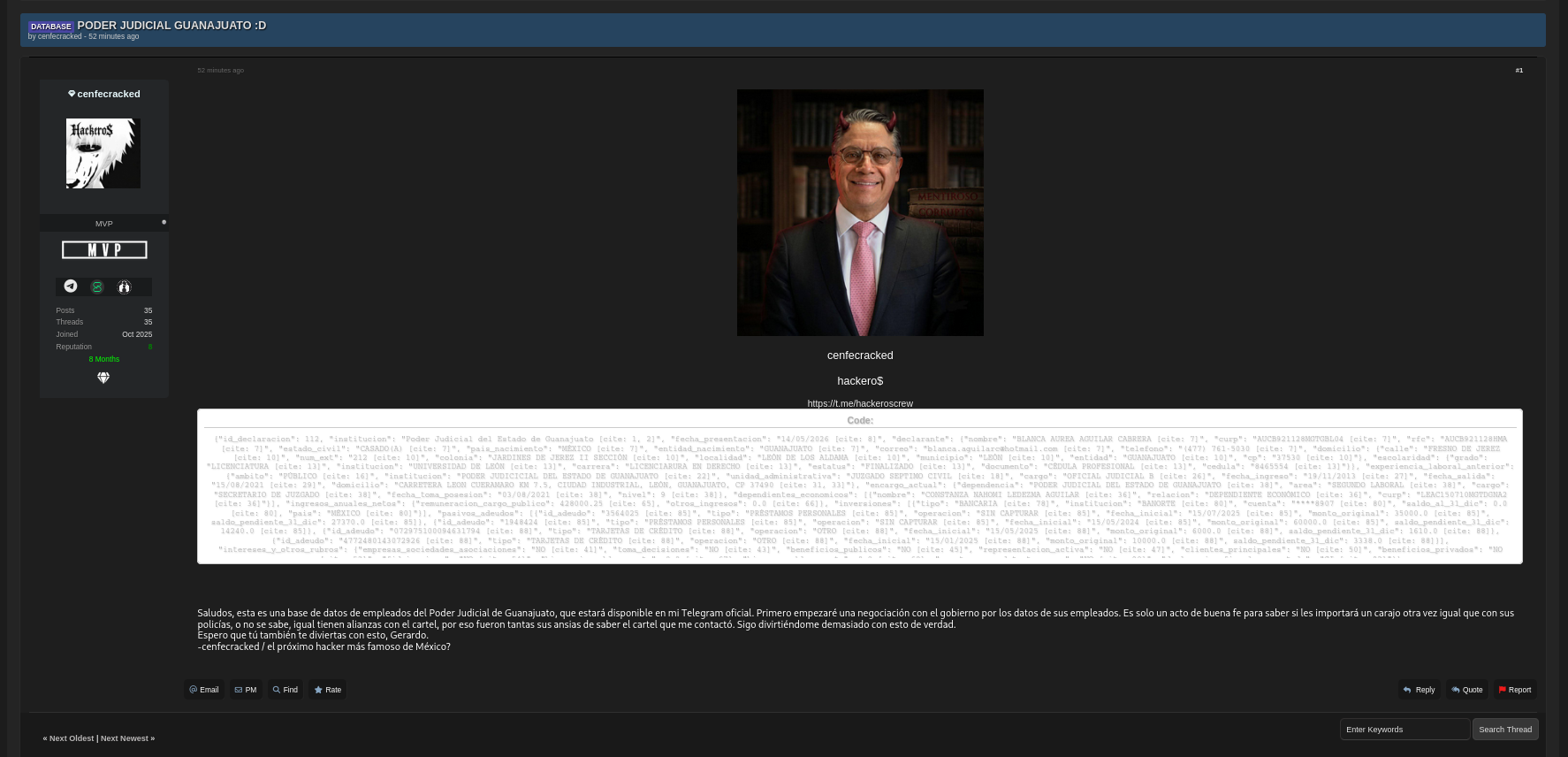 Alleged Data Leak of PODER JUDICIAL GUANAJUATO