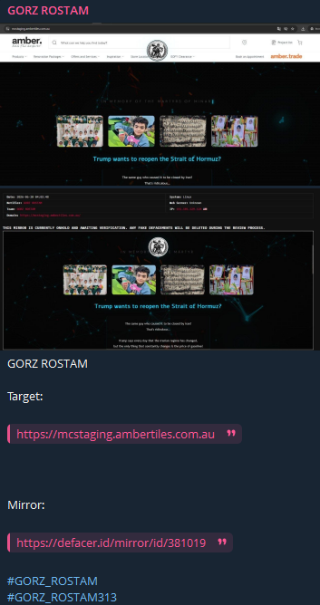 GORZ ROSTAM targets the website of Amber Tiles