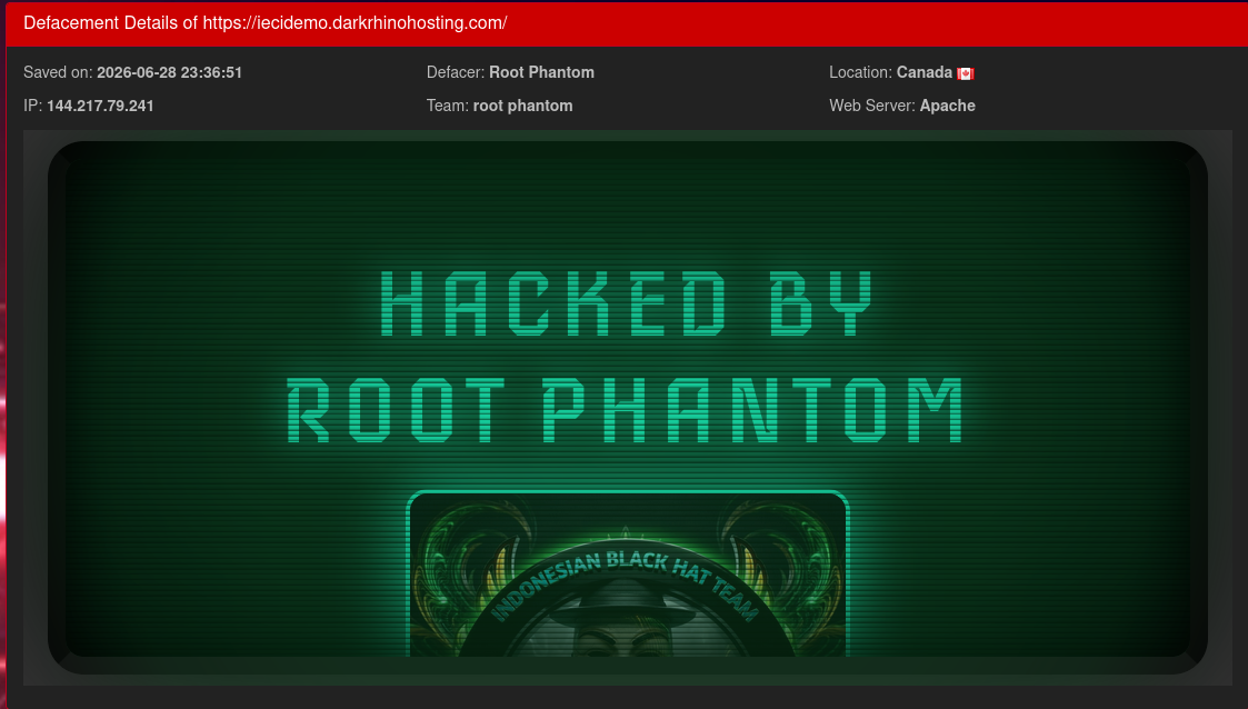 Root Phantom targets the website of Dark Rhino Hosting