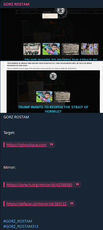 GORZ ROSTAM targets the website of Initially Yours