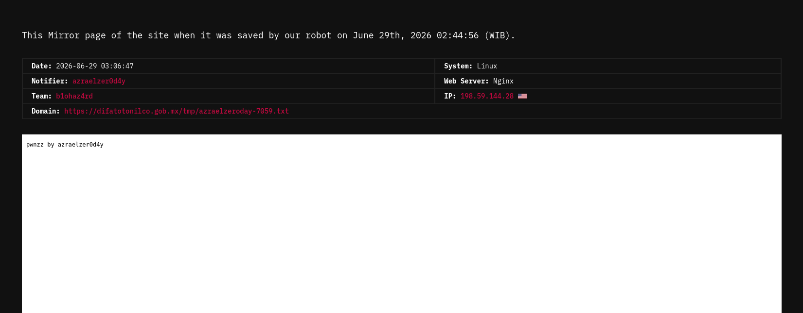 azraelzer0d4y targets the website of System for the Integral Development of the Family