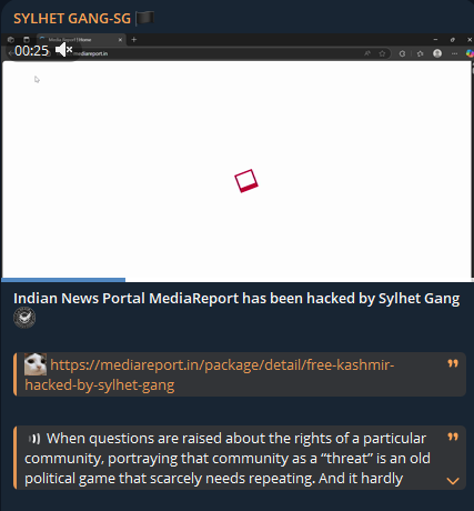 SYLHET GANG-SG瞄准印度新闻门户网站MediaReport网站